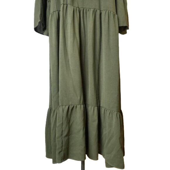 Maxi boho flounce sleeve embroidery applique drop waist flounce sleeve dress - Picture 9 of 15